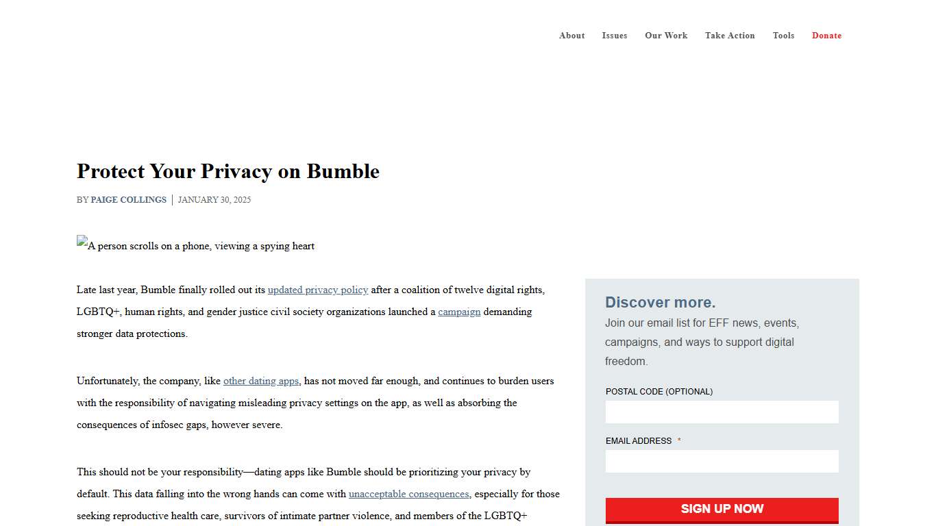 Protect Your Privacy on Bumble Electronic Frontier Foundation